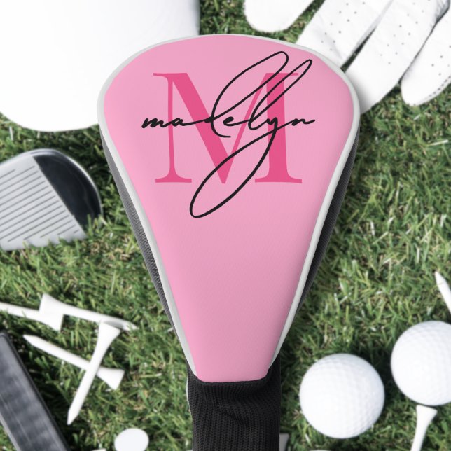 Personalisiertes rosa Monogramm Name Golf Headcover (Personalized Pink Monogram Name Golf Head Cover )