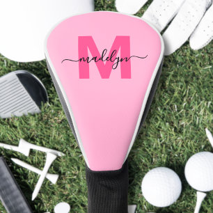 Personalisiertes rosa Monogramm Name Golf Headcover