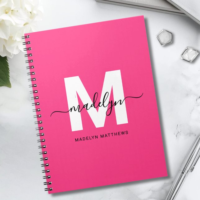 Personalisiertes rosa Monogramm Notizblock (Personalized Pink Monogram Notebook )