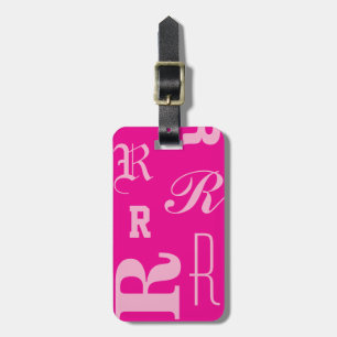 Personalisiertes Rosa, Monogramm-Typografie-Initia Gepäckanhänger