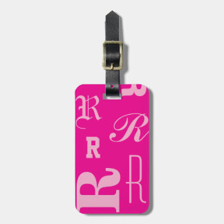 Personalisiertes Rosa, Monogramm-Typografie-Initia Gepäckanhänger