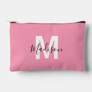 Personalisiertes rosa Monogramm Zubehörtasche
