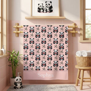 Personalisiertes Rosa-Panda-Kindsbadetuch Badehandtuch