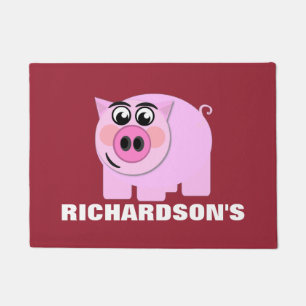 Personalisiertes rosa Piggy Fußmatte