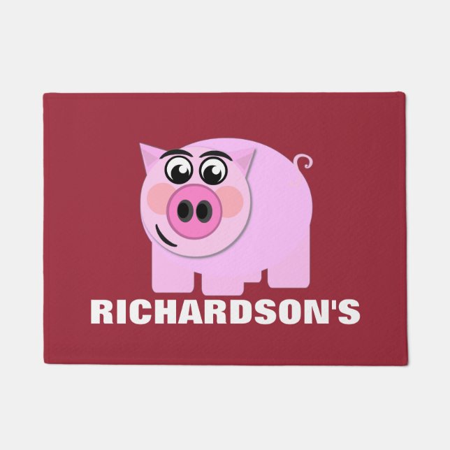 Personalisiertes rosa Piggy Fußmatte (Vorderseite)