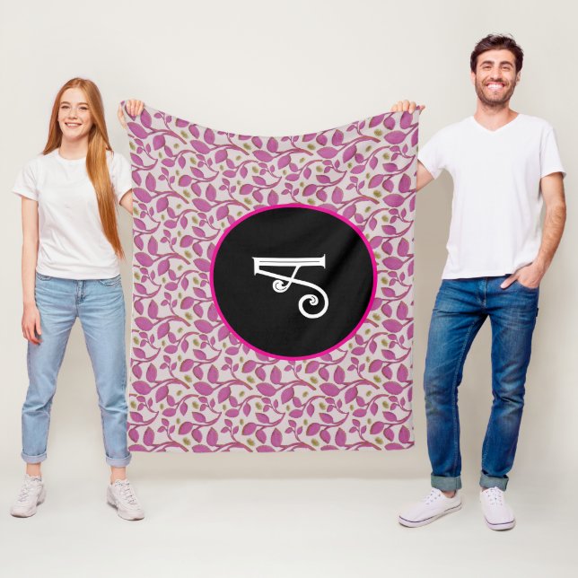 Personalisiertes rosa Reben-Blumenmuster  Fleecedecke (Beispiel)