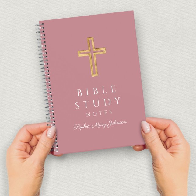 Personalisiertes rosa religiöses Kreuz Notizbuch (Personalized Pink Religious Cross Notebook)