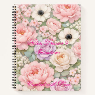 Personalisiertes rosa Rosen-Spiralnotizbuch für Fr Notizbuch