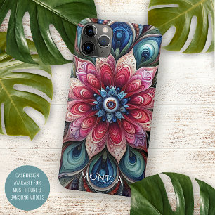 Personalisiertes Rosa Rot Türkis Blau Blumenkunst- iPhone 16 Pro Max Hülle