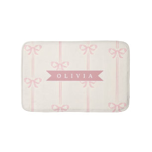 Personalisiertes rosa Schleifen Namensgeschenk Ele Badematte