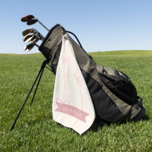Personalisiertes rosa Schleifen Namensgeschenk Ele Golfhandtuch