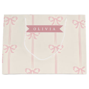 Personalisiertes rosa Schleifen Namensgeschenk Ele Große Geschenktüte