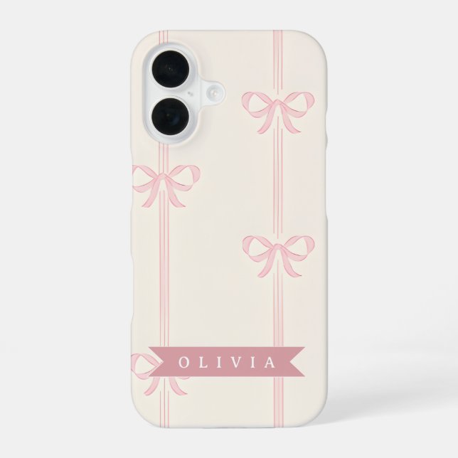 Personalisiertes Rosa Schleifen Namensgeschenk Ele iPhone 16 Hülle (Rückseite)