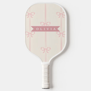 Personalisiertes rosa Schleifen Namensgeschenk Ele Pickleball Schläger