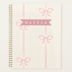 Personalisiertes rosa Schleifen Namensgeschenk Ele Planer