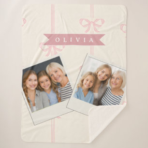 Personalisiertes Rosa-Schleifen-Namensgeschenk Ele Sherpadecke