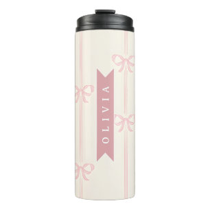 Personalisiertes rosa Schleifen Namensgeschenk Ele Thermosbecher