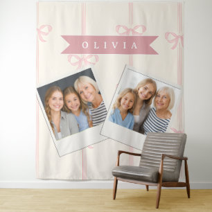 Personalisiertes rosa Schleifen Namensgeschenk Ele Wandteppich