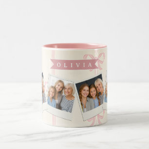 Personalisiertes Rosa Schleifen Namensgeschenk Ele Zweifarbige Tasse