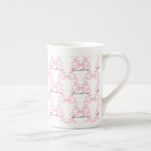 Personalisiertes rosa Schleifenband Prozellantasse