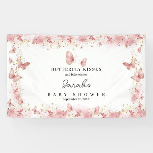 Personalisiertes rosa Schmetterling Baby Shower Ba Banner