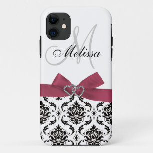 Personalisiertes Rosa Schwarz Damast iPhone 5 Case