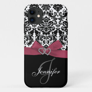 Personalisiertes Rosa, schwarzer verzierter iPhone 11 Hülle