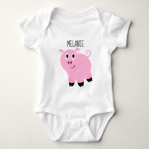 Personalisiertes rosa Schwein Baby Tier Ferkel Strampler