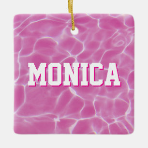 Personalisiertes rosa Schwimmer- oder Taucherfoto Keramikornament