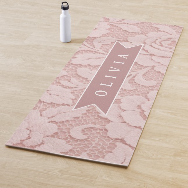 Personalisiertes Rosa Spitze Blumen Romantisch Yogamatte (Beispiel)