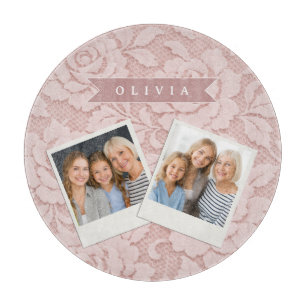 Personalisiertes Rosa Spitze Floral Romantisch Schneidebrett