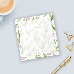 Personalisiertes rosa Tulpen-Blumenmuster Notizblock