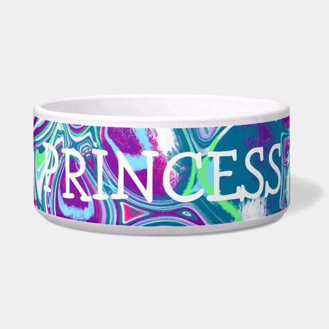 Personalisiertes Rosa und blaues Abstraktes Fluid  Napf (Vorderseite)