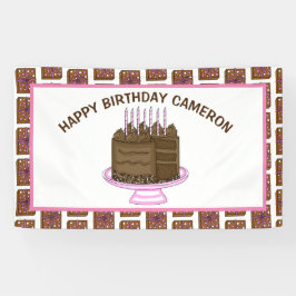 Personalisiertes Rosa und Braun glücklich Geburtst Banner