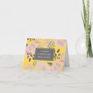 Personalisiertes rosa und gelbes Blumenmuster Karte