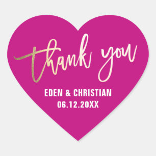 Personalisiertes Rosa und Gold Herz-Aufkleber