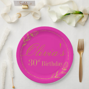 Personalisiertes Rosa und Gold Pappteller