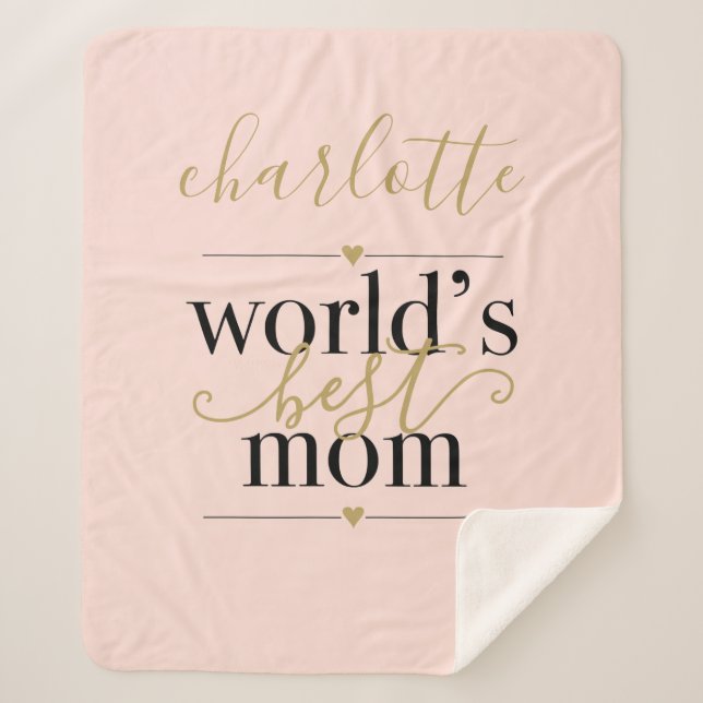 Personalisiertes Rosa und Gold Welten Beste Mama Sherpadecke (Vorderseite)