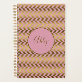 Personalisiertes Rosa und Goldherringbone Planer