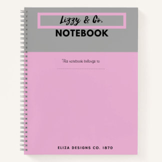 Personalisiertes rosa und graues Notebook Notizbuch