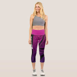Personalisiertes Rosa und Lila Welle Capri Leggings