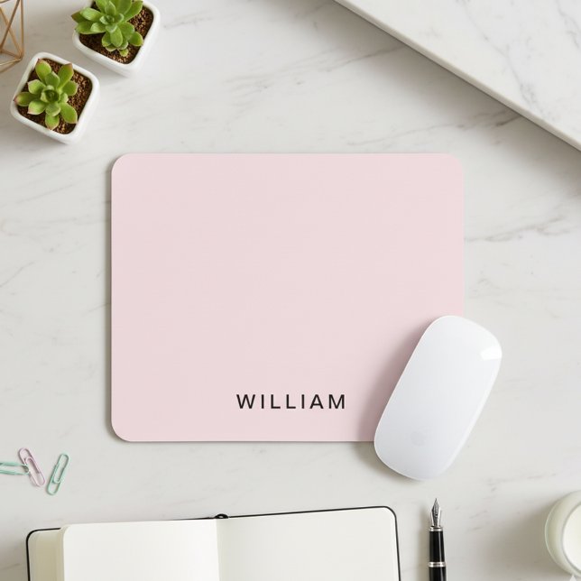 Personalisiertes Rosa und Name Monogramm | Elegant Mousepad (Von Creator hochgeladen)