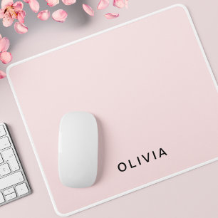 Personalisiertes Rosa und Name Monogramm   Elegant Mousepad
