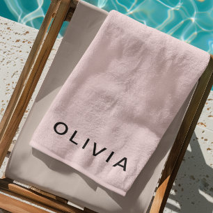 Personalisiertes Rosa und Name Monogramm Elegant Strandtuch