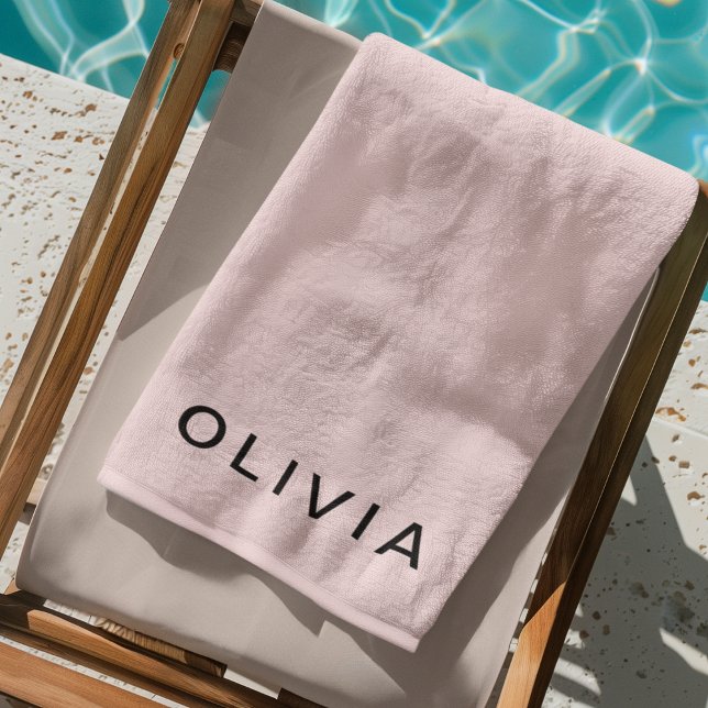 Personalisiertes Rosa und Name Monogramm | Elegant Strandtuch (Von Creator hochgeladen)