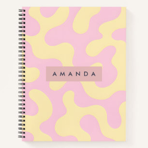 Personalisiertes Rosa und Pastellgelb Abstract Notizbuch