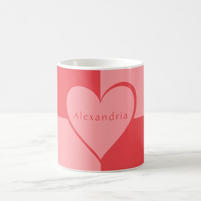 Personalisiertes Rosa und Rotes Herz Kaffeetasse (Mittel)