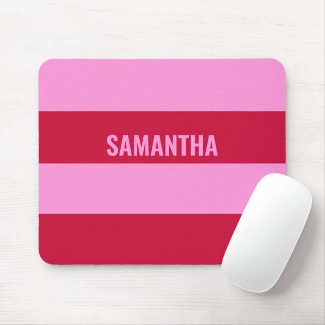 Personalisiertes rosa und rotes Streifen-Muster Mousepad (Mit Mouse)