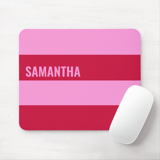 Personalisiertes rosa und rotes Streifen-Muster Mousepad (Mit Mouse)