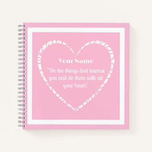 Personalisiertes Rosa und White Heart Journal-Note Notizbuch